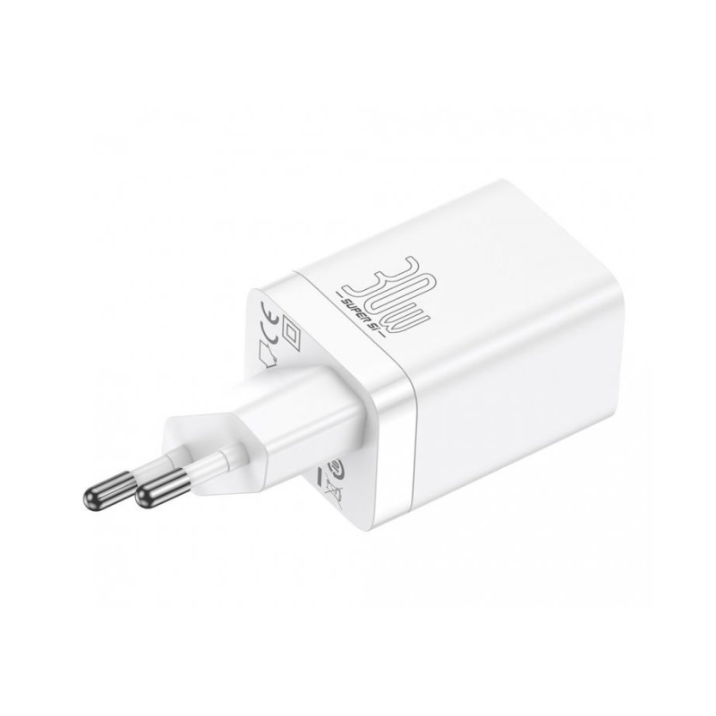 Baseus CCSUPP-E02 Super Si Quick Nabíjačka USB + USB-C 30W White