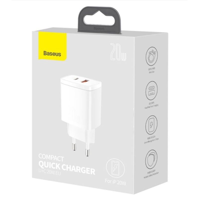 Baseus CCXJ-B02 Compact Quick Nabíjačka USB/USB-C 20W White