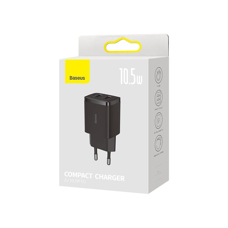 Baseus CCXJ010201 Compact Nabíjačka 2xUSB 10,5W Black