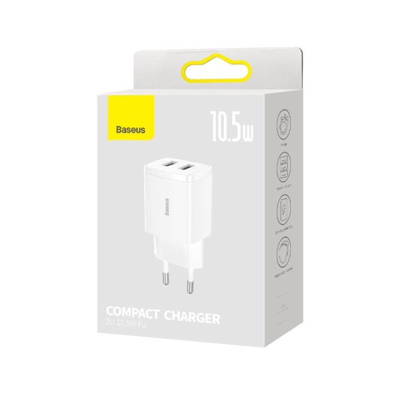 Baseus CCXJ010202 Compact Nabíjačka 2xUSB 10,5W White