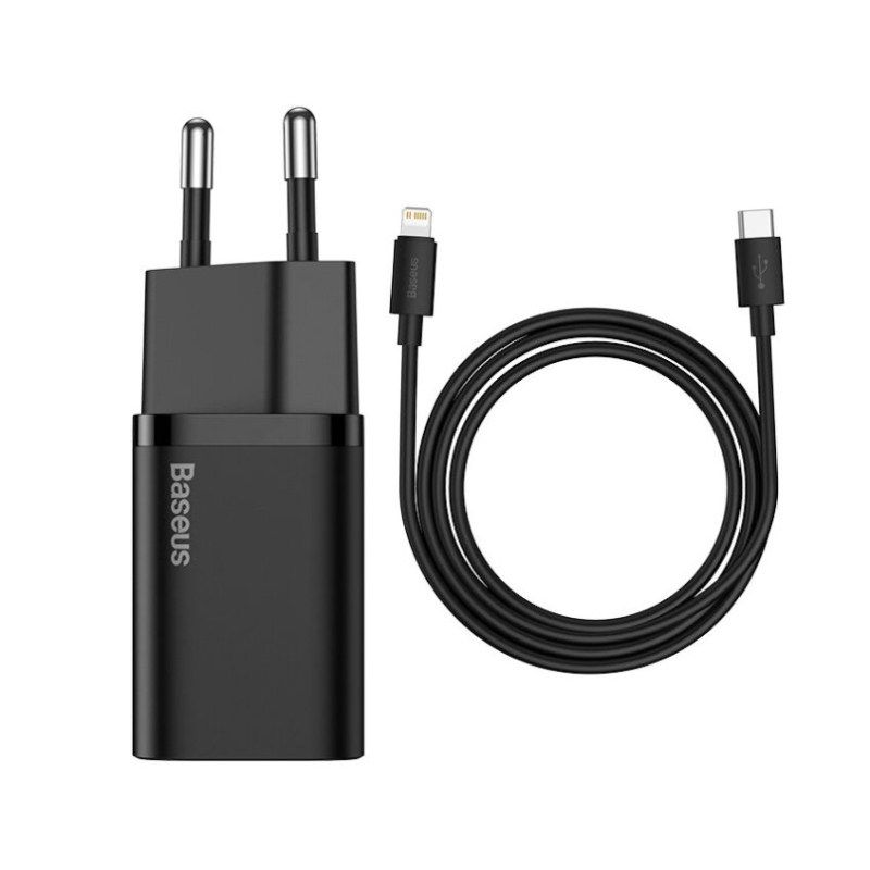 Baseus TZCCSUP-B01 Super Si Quick Nabíjačka USB-C 20W + Simple Wisdom Data Kábel USB-C to iP 1m Black