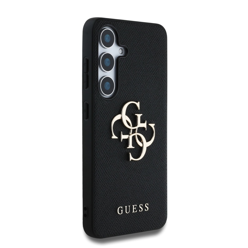 Guess PU Grained 4G Metal Logo Zadný Kryt pre Samsung Galaxy S25 Black