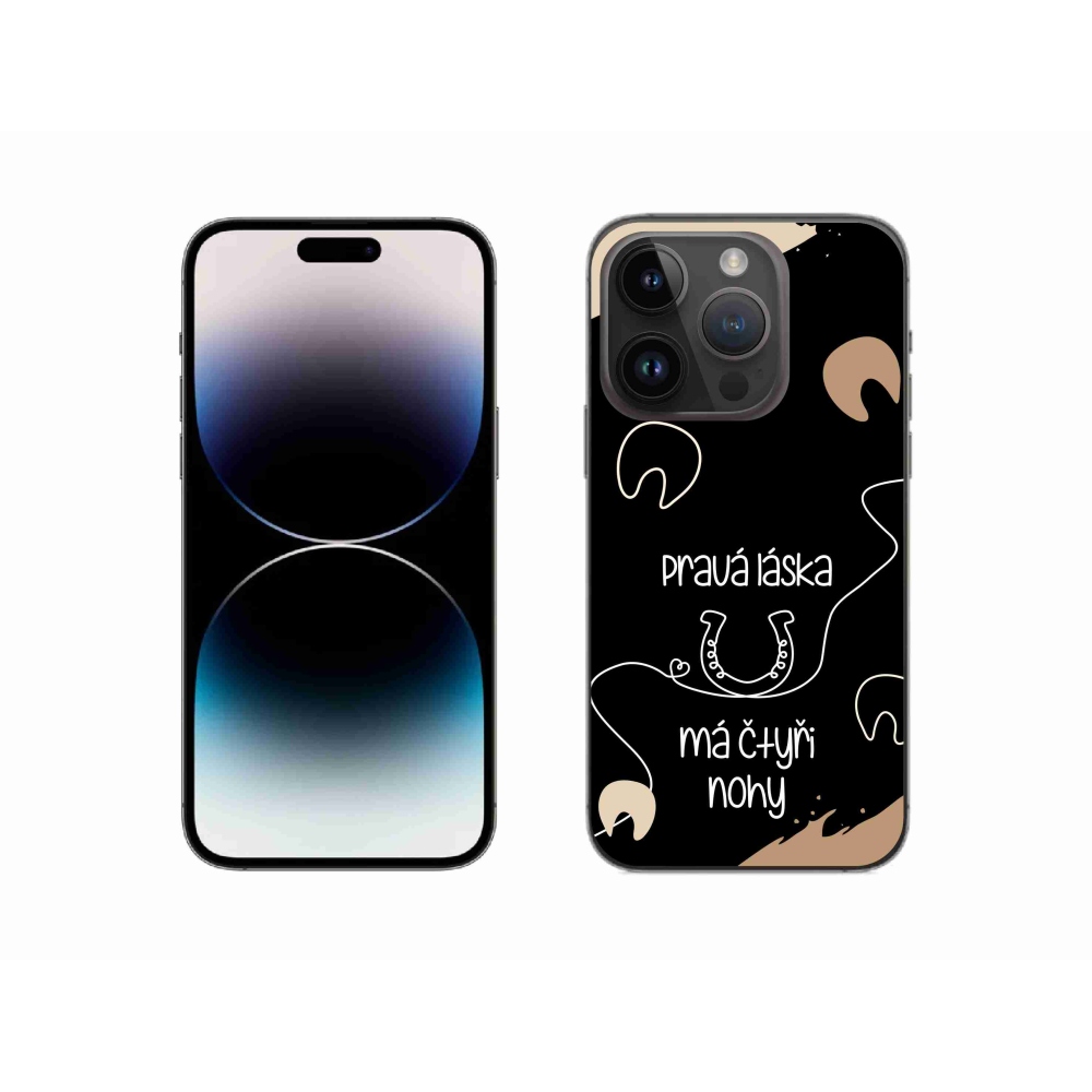 Gélový kryt mmCase na iPhone 14 Pro 6.1 - konský motív čierne pozadie