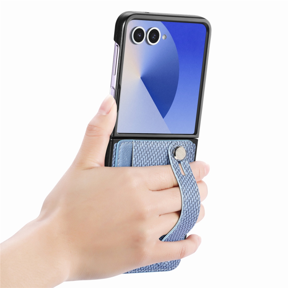 Wrisat plastový kryt s umelou kožou na Samsung Galaxy Z Flip7 5G - modrý
