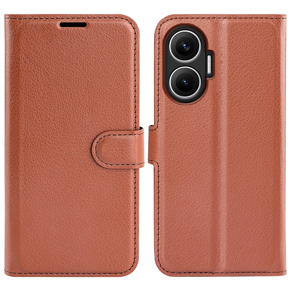 Litchi knižkové púzdro na Xiaomi Poco F7 5G - hnedé