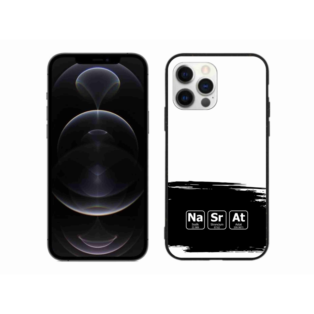 Gélový kryt mmCase na iPhone 12 Pro Max - chemické prvky čiernobiele pozadie