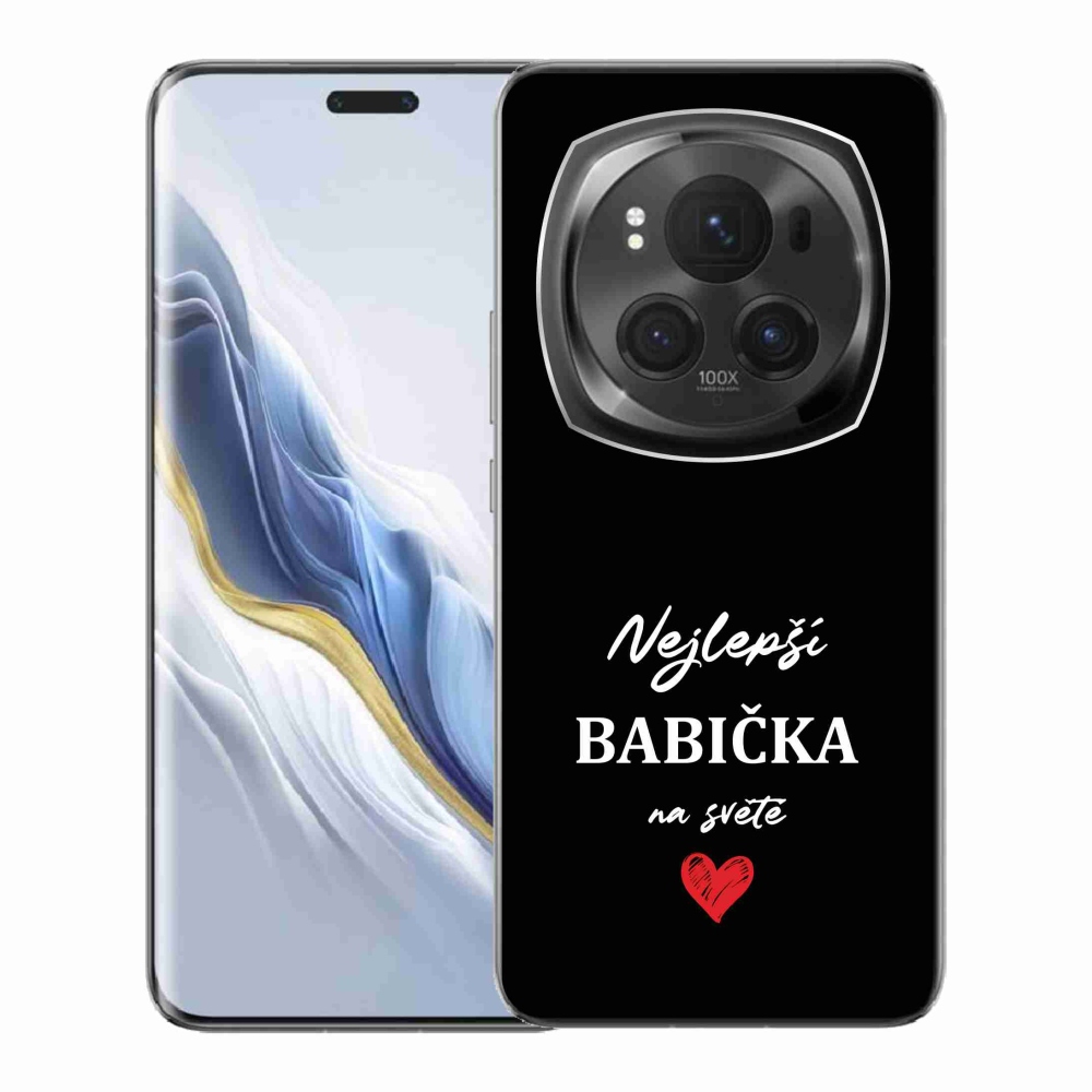 Gélový kryt mmCase na Honor Magic 6 Pro 5G - najlepšia babička 1 čierne pozadie
