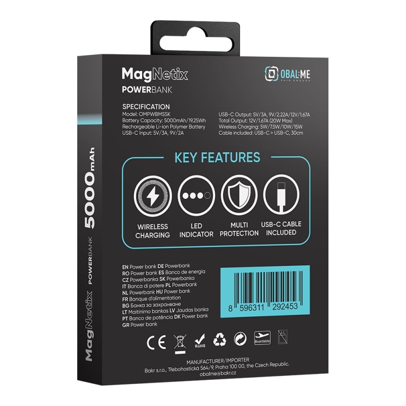 OBAL:ME MagNetix Powerbanka 5000 mAh čierna