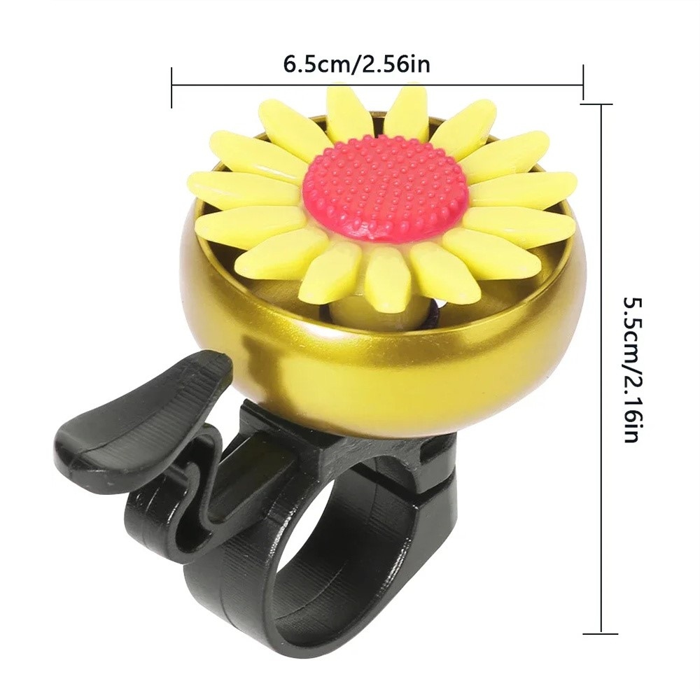 Detský zvonček na bicykel s motívom kvety - žltý