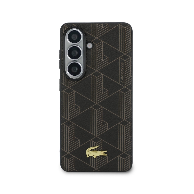 Lacoste PVC Blend Monogram Gold Logo Magnetic Back Cover pre Samsung Galaxy S26 Brown