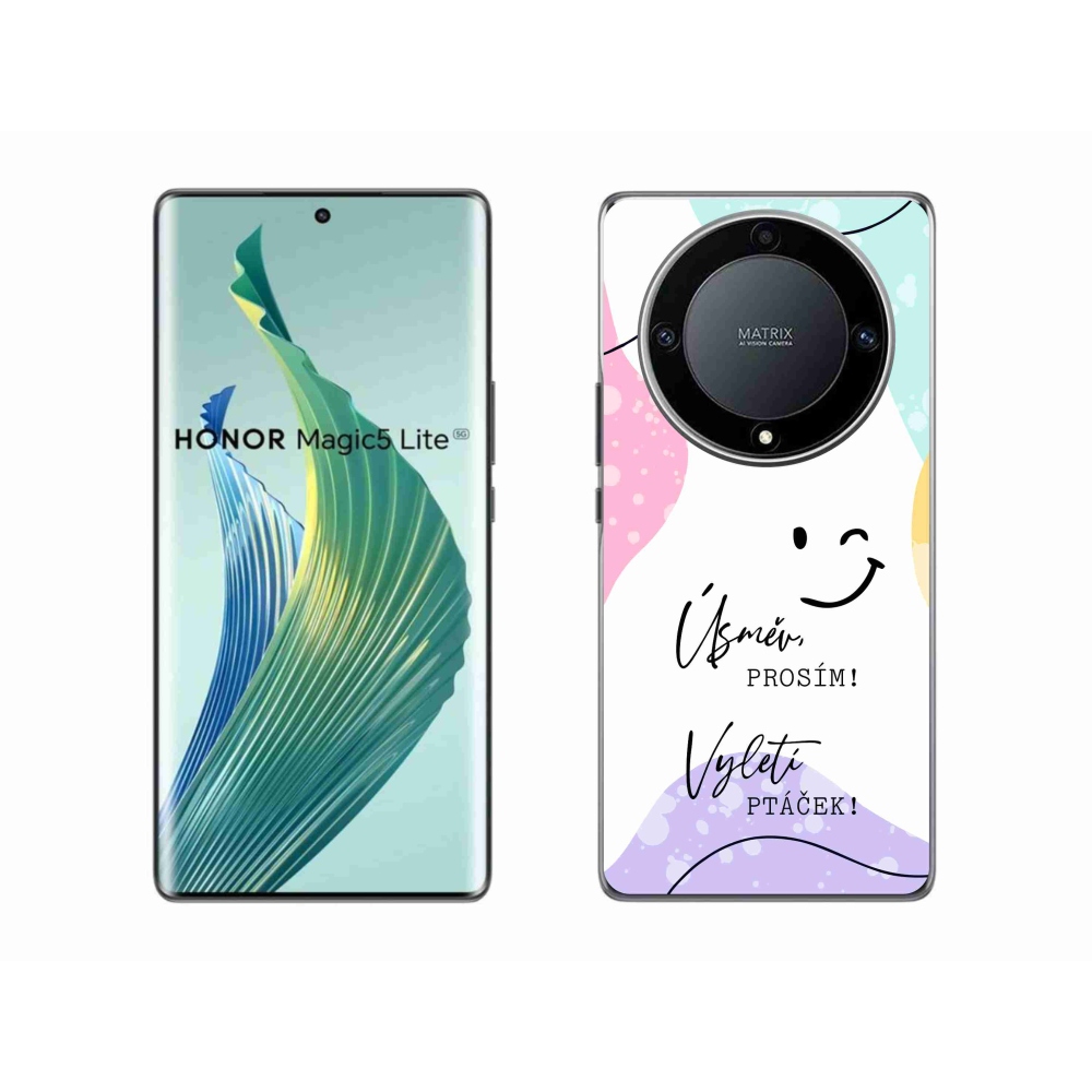 Gélový kryt mmCase na Honor Magic 5 Lite 5G - vtipný text 4 biele pozadie