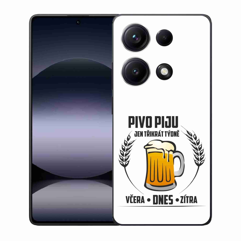 Gélový kryt mmCase na Xiaomi Redmi Note 14S - pivný motív biele pozadie