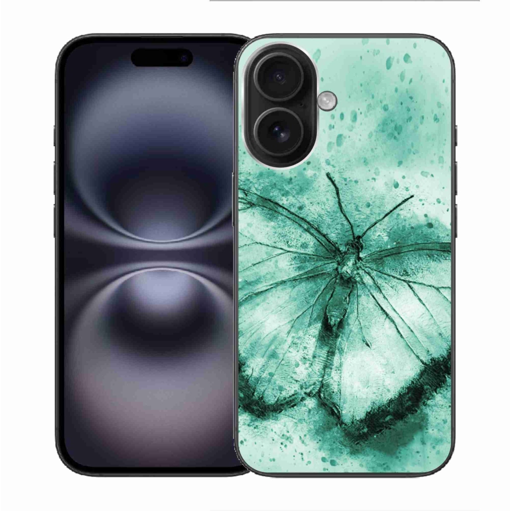 Gélový obal mmCase na iPhone 16 - zelený motýľ