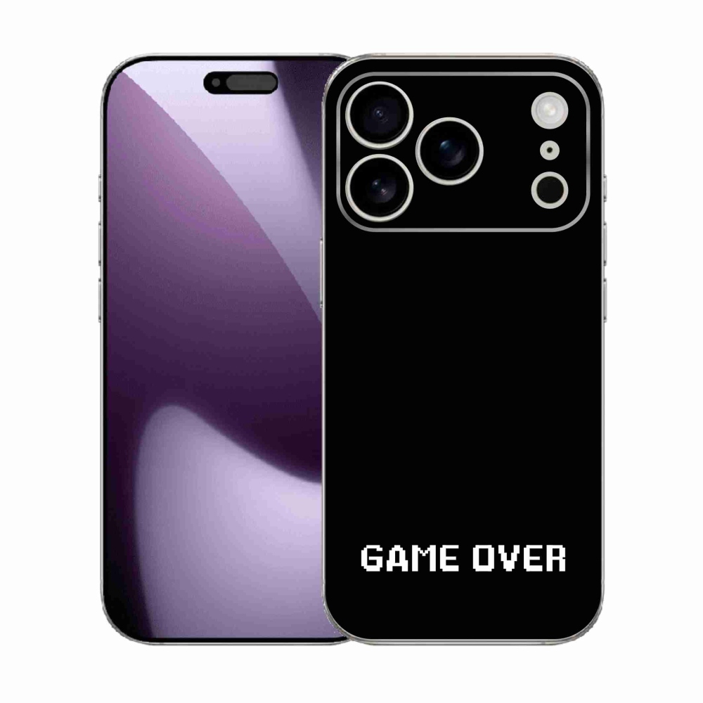 Gélový kryt mmCase na iPhone 17 Pro - game over čierne pozadie