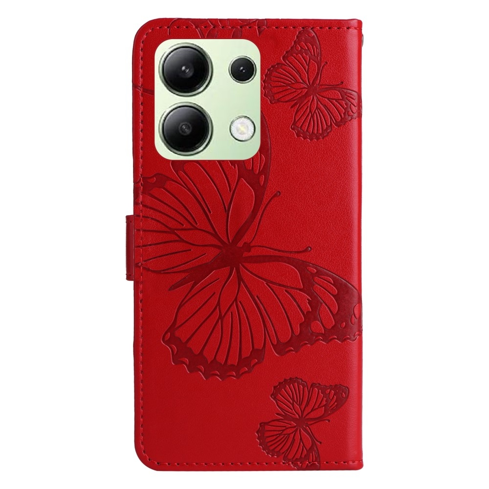 Big Butterfly knižkové púzdro na Xiaomi Redmi Note 13 - červené