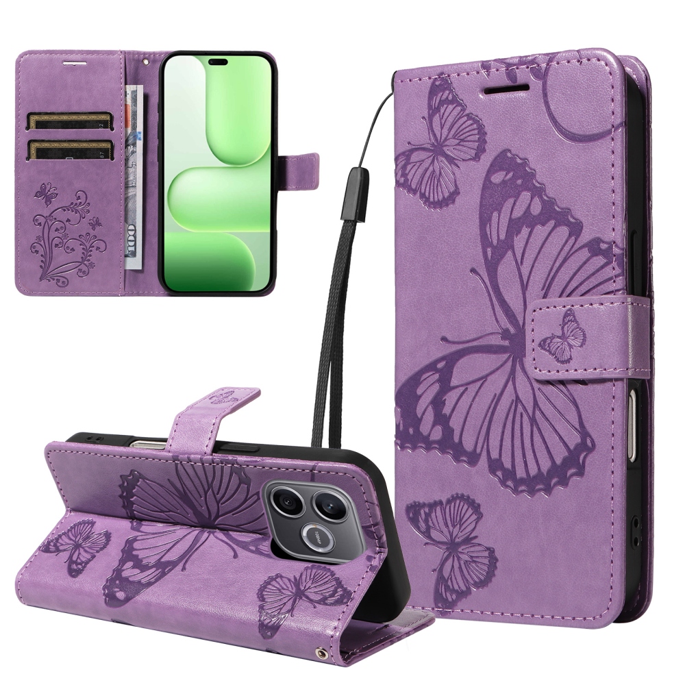 Big Butterfly knižkové puzdro na Honor 600 Lite 5G - fialové