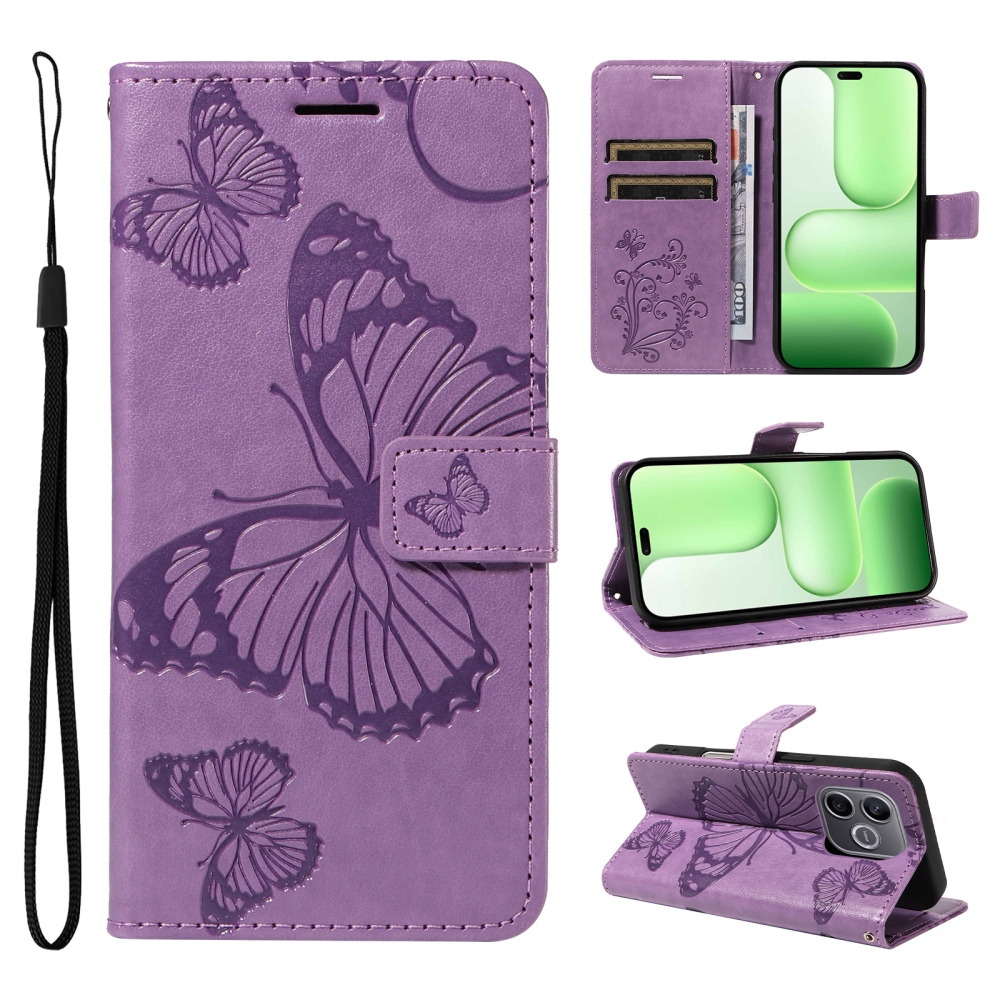 Big Butterfly knižkové puzdro na Honor 600 Lite 5G - fialové