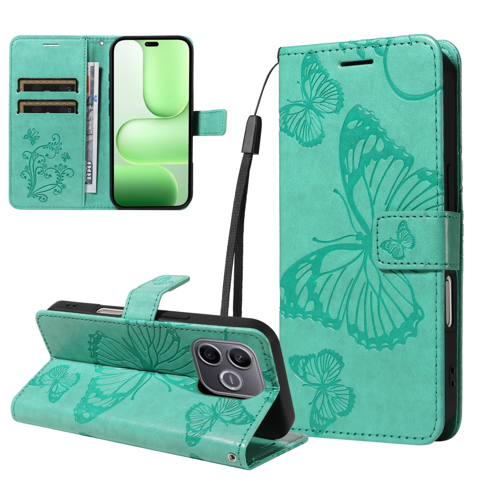 Big Butterfly knižkové puzdro na Honor 600 Lite 5G - modrozelené