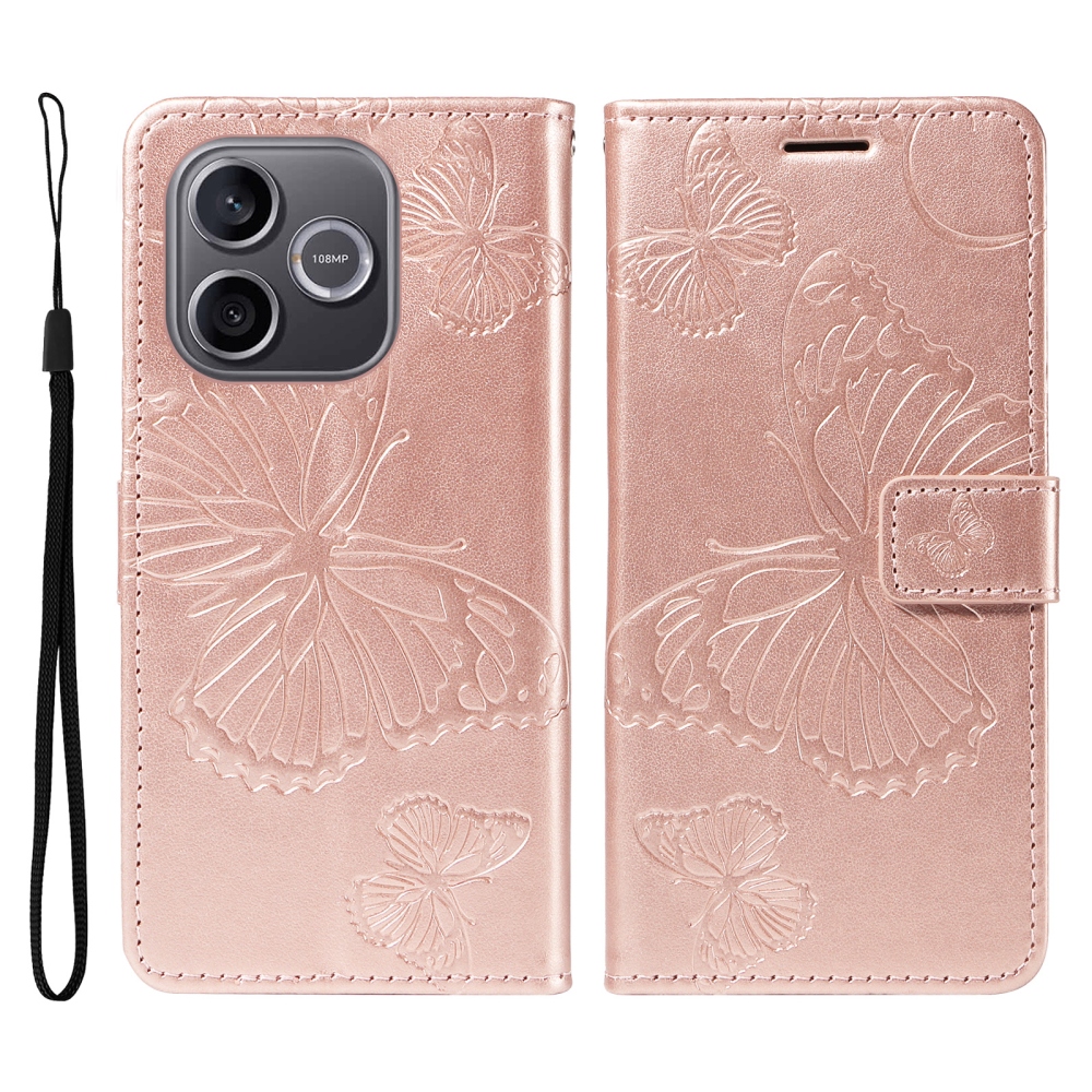 Big Butterfly knižkové puzdro na Honor 600 Lite 5G - ružovozlaté