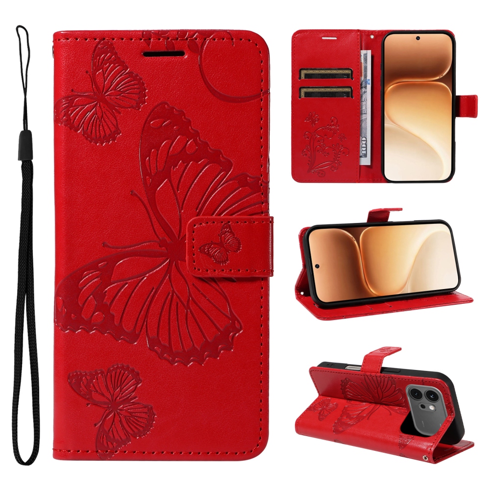 Big Butterfly knižkové puzdro na Honor 600 Pro 5G/Honor 600 5G - červené