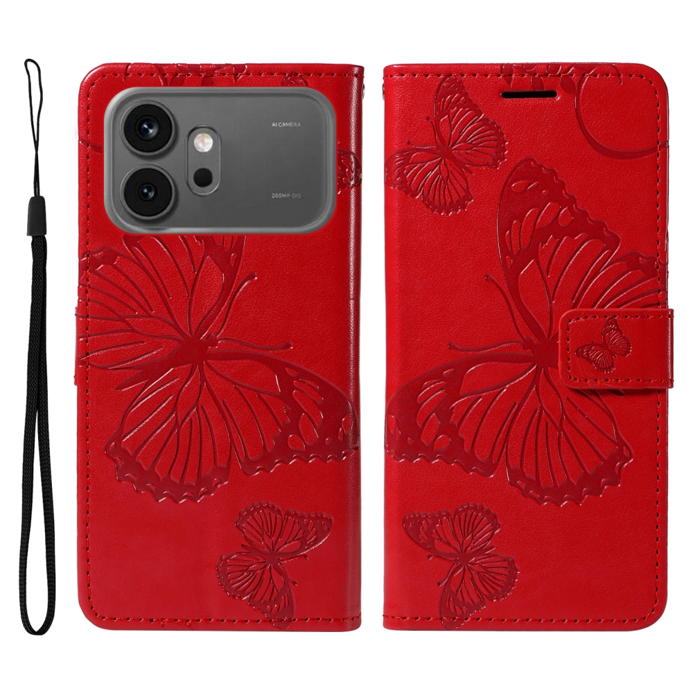 Big Butterfly knižkové puzdro na Honor 600 Pro 5G/Honor 600 5G - červené