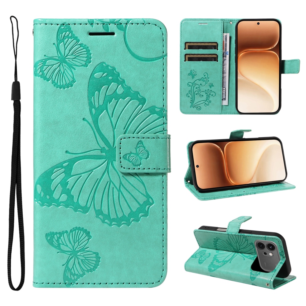 Big Butterfly knižkové puzdro na Honor 600 Pro 5G/Honor 600 5G - modrozelené
