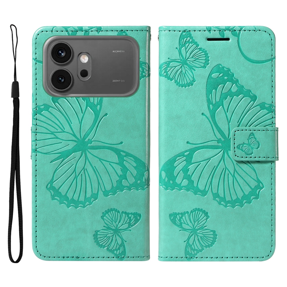 Big Butterfly knižkové puzdro na Honor 600 Pro 5G/Honor 600 5G - modrozelené
