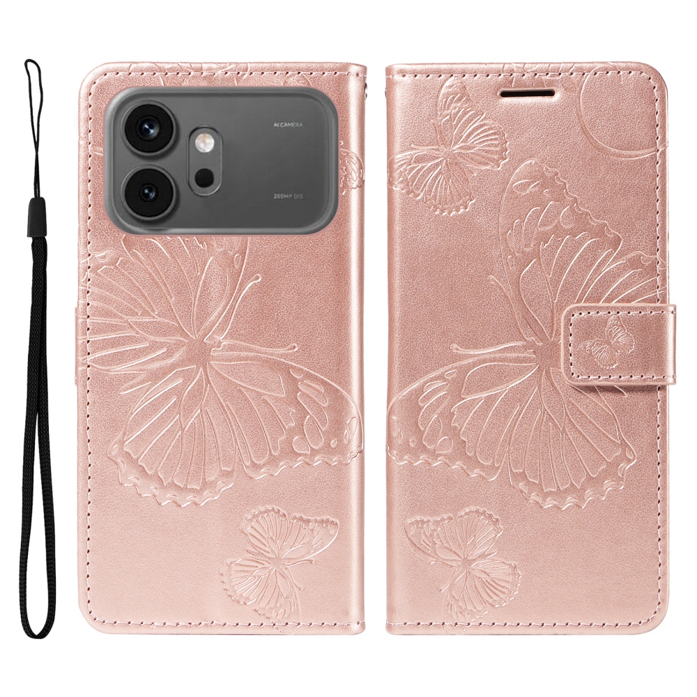 Big Butterfly knižkové puzdro na Honor 600 Pro 5G/Honor 600 5G - ružovozlaté