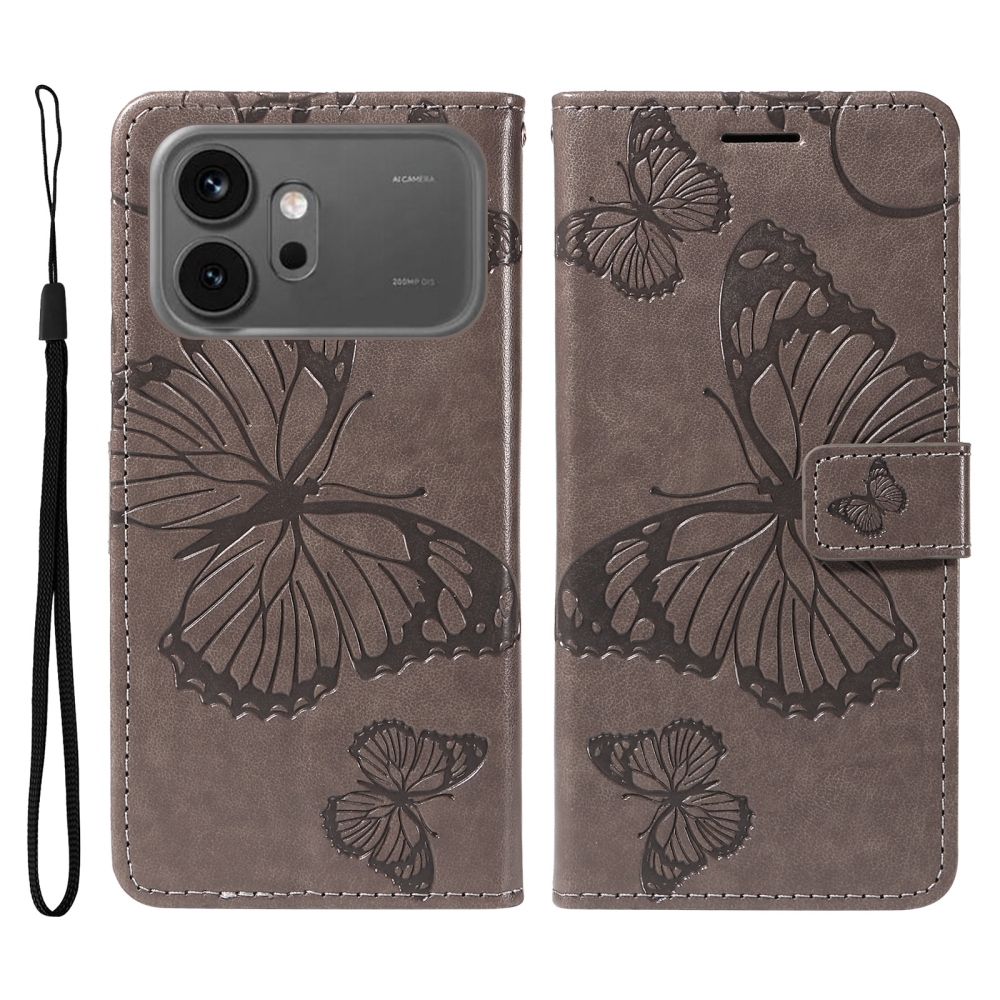 Big Butterfly knižkové puzdro na Honor 600 Pro 5G/Honor 600 5G - šedé