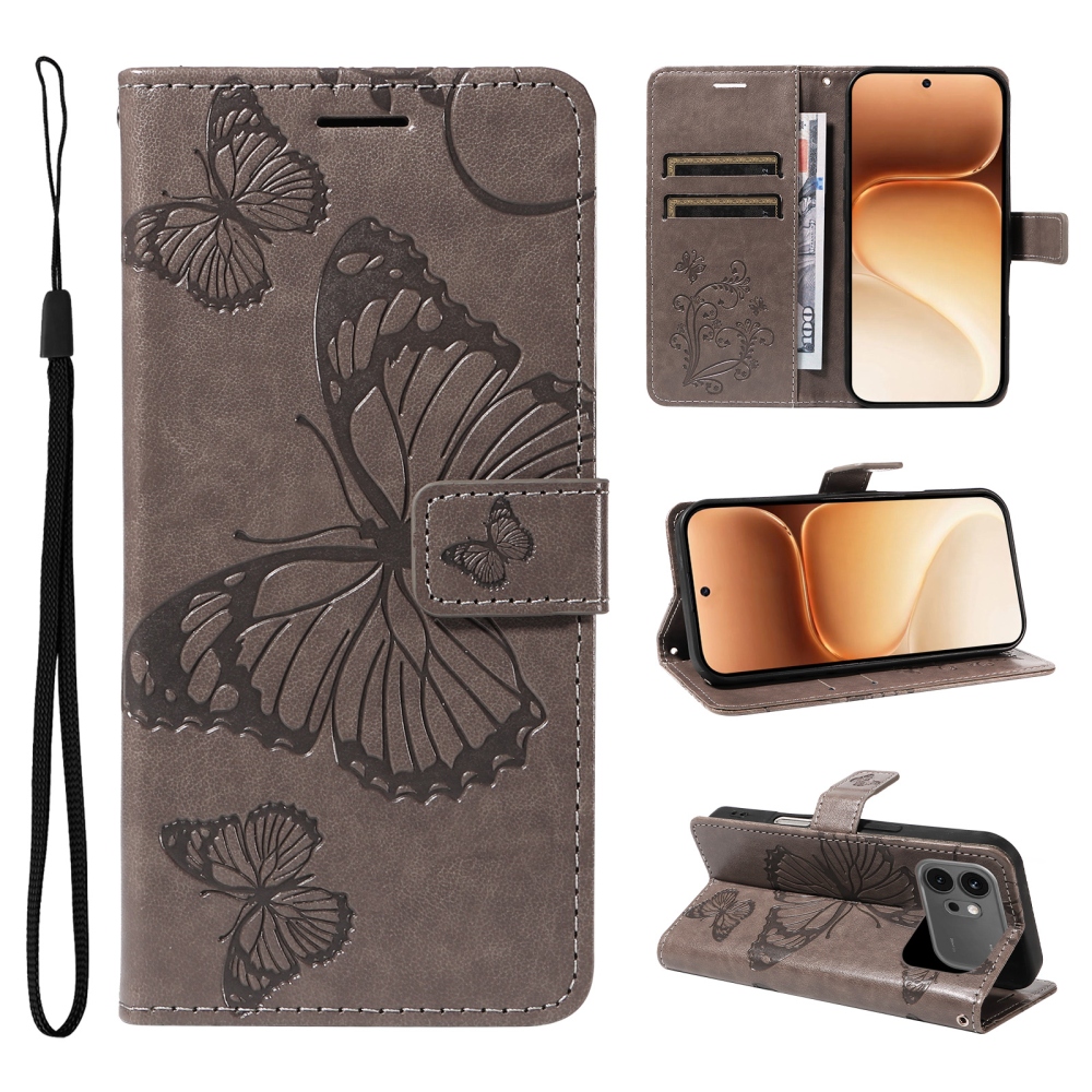 Big Butterfly knižkové puzdro na Honor 600 Pro 5G/Honor 600 5G - šedé