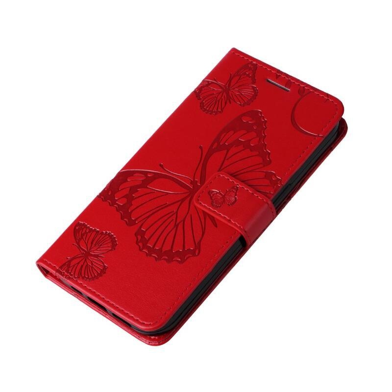 Big butterfly knižkové puzdro na Honor Magic 5 Pro 5G - červené
