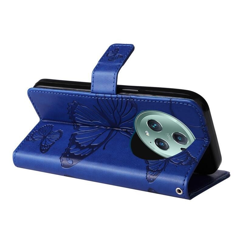 Big butterfly knižkové puzdro na Honor Magic 5 Pro 5G - modré