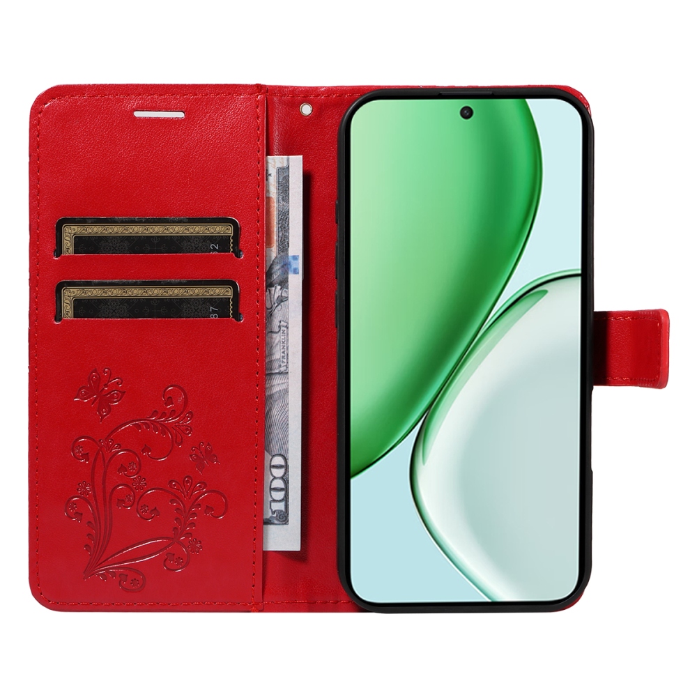 Big Butterfly knižkové puzdro na Honor Magic 8 Lite 5G - červené