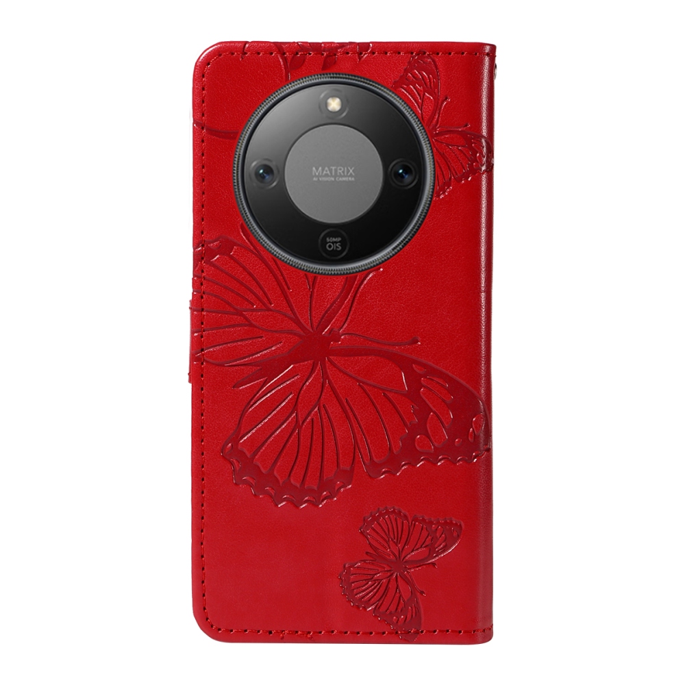 Big Butterfly knižkové puzdro na Honor Magic 8 Lite 5G - červené