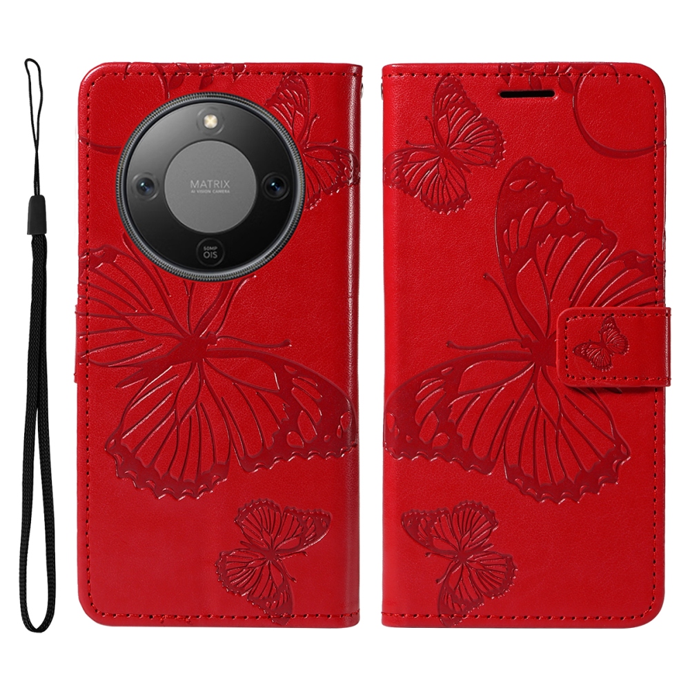 Big Butterfly knižkové puzdro na Honor Magic 8 Lite 5G - červené