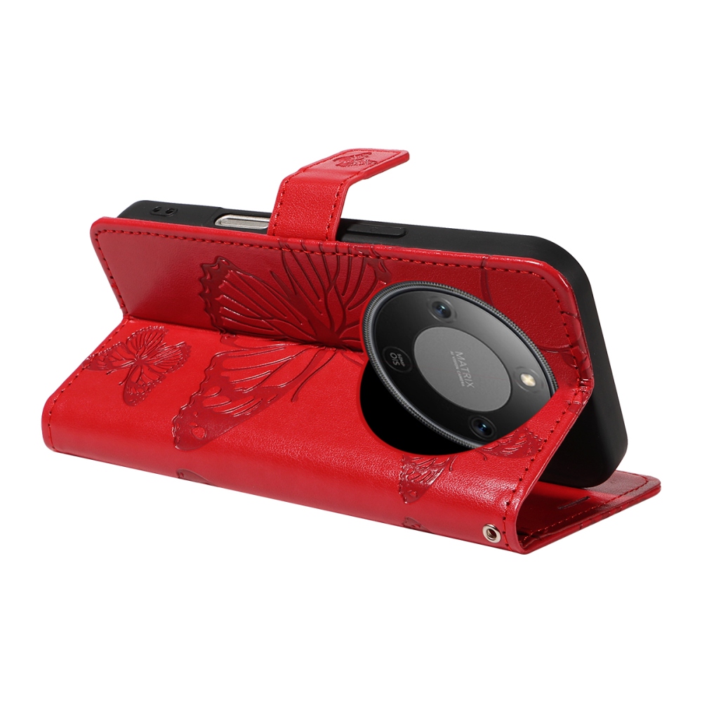 Big Butterfly knižkové puzdro na Honor Magic 8 Lite 5G - červené
