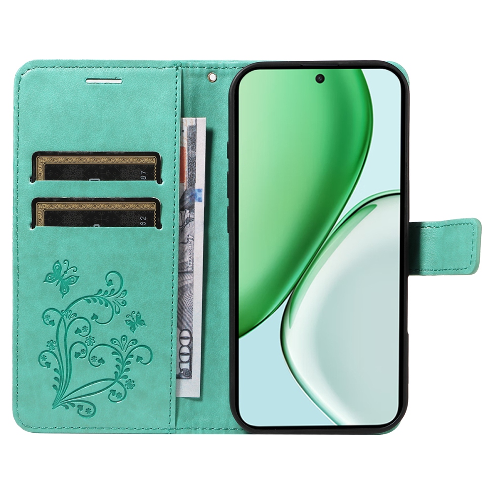 Big Butterfly knižkové puzdro na Honor Magic 8 Lite 5G - modrozelené