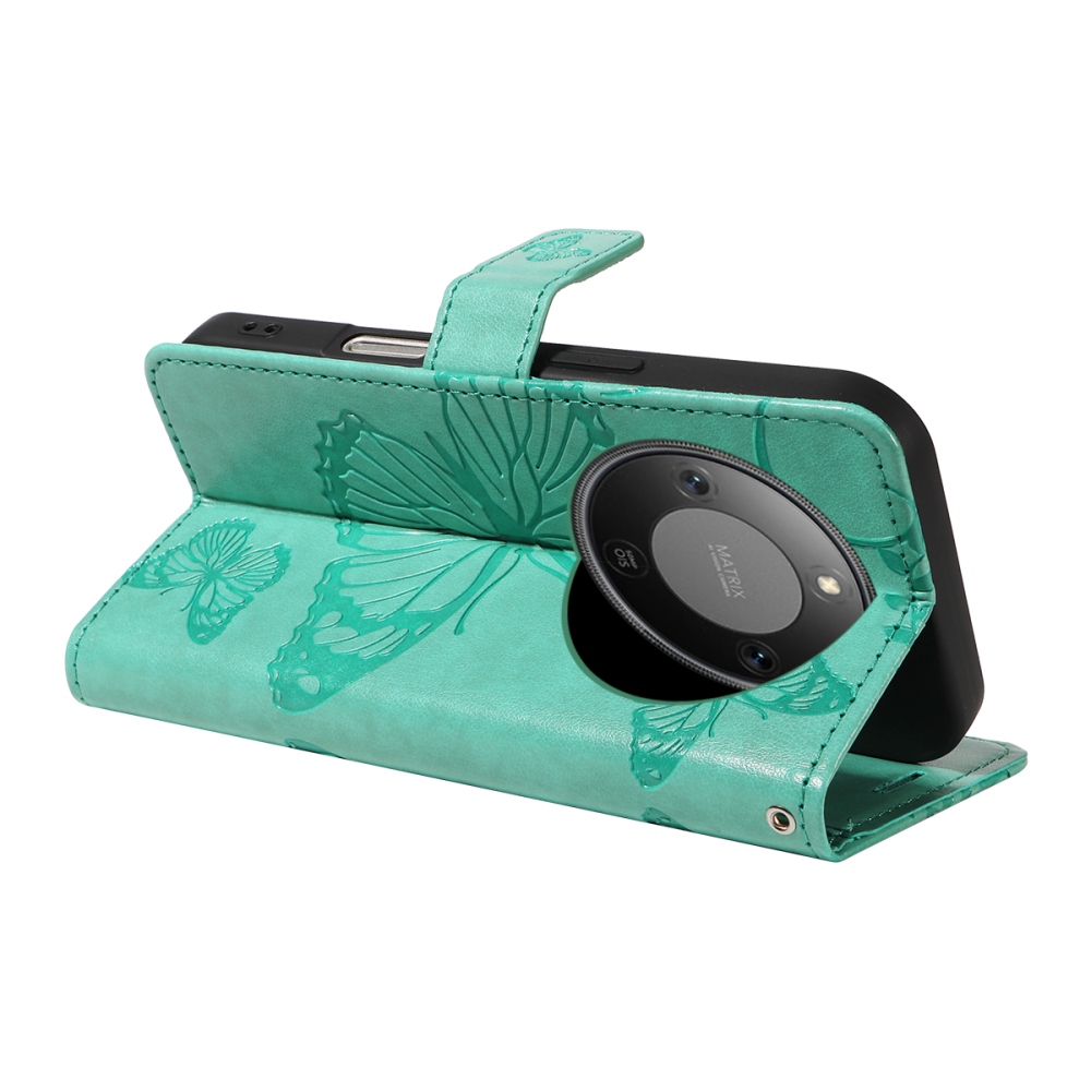 Big Butterfly knižkové puzdro na Honor Magic 8 Lite 5G - modrozelené