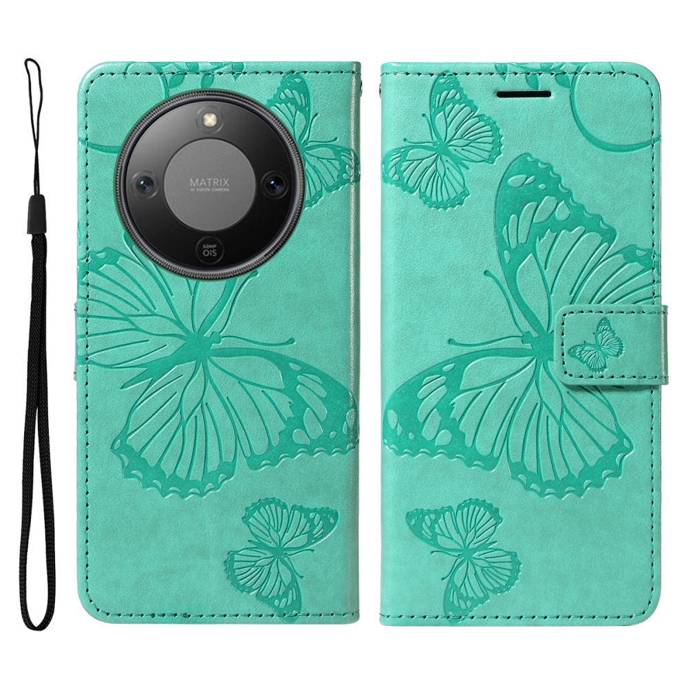 Big Butterfly knižkové puzdro na Honor Magic 8 Lite 5G - modrozelené