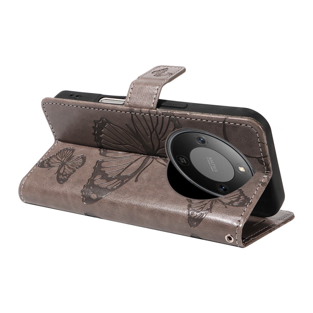 Big Butterfly knižkové puzdro na Honor Magic 8 Lite 5G - šedé