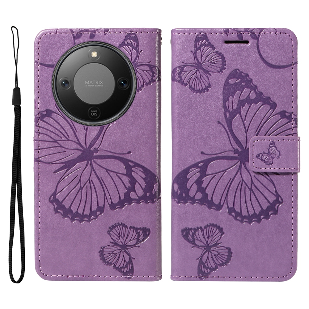 Big Butterfly knižkové puzdro na Honor Magic 8 Lite 5G - svetlofialové