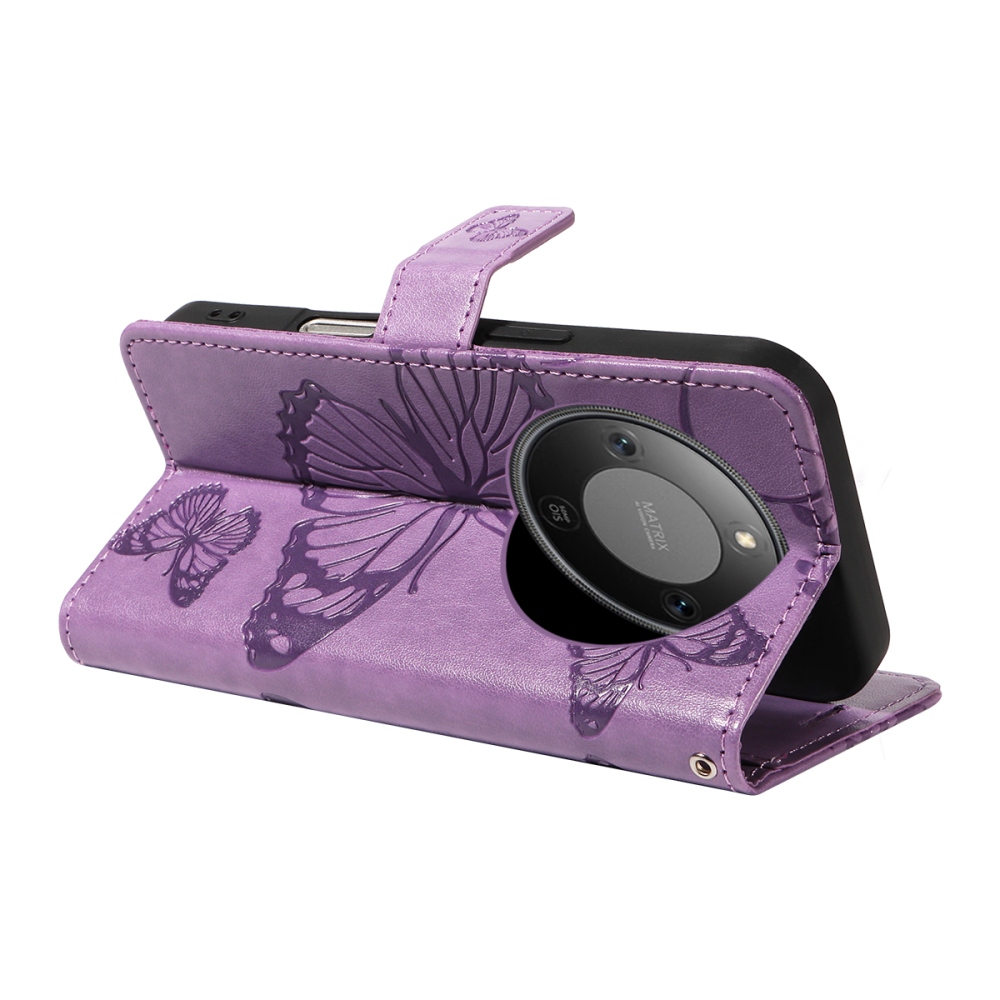 Big Butterfly knižkové puzdro na Honor Magic 8 Lite 5G - svetlofialové