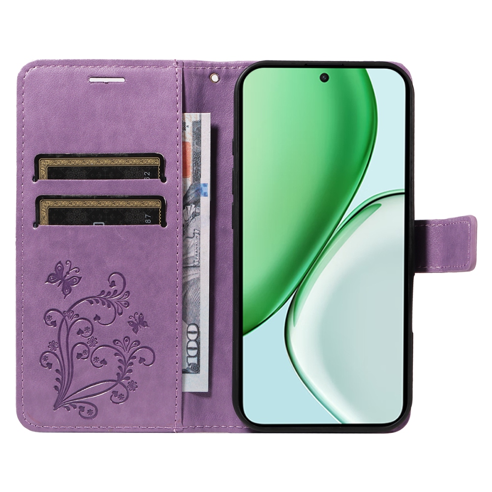 Big Butterfly knižkové puzdro na Honor Magic 8 Lite 5G - svetlofialové