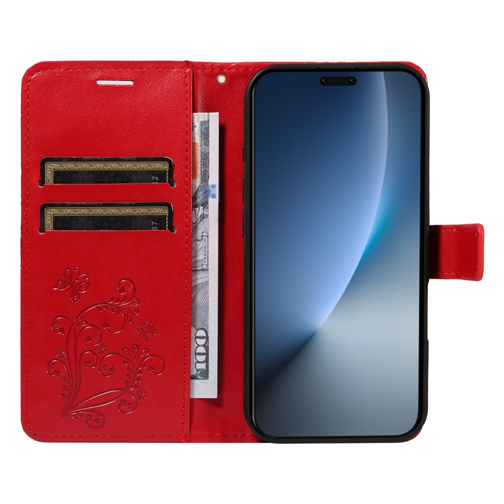 Big Butterfly knižkové puzdro na Honor Magic 8 Pro 5G - červené