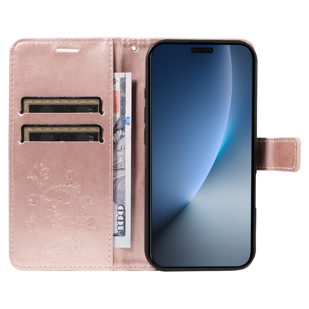 Big Butterfly knižkové puzdro na Honor Magic 8 Pro 5G - ružovozlaté