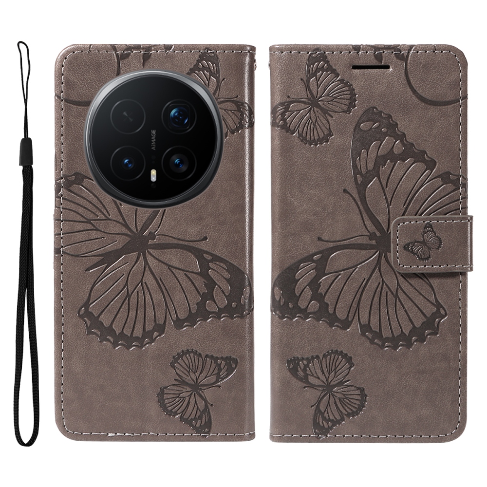 Big Butterfly knižkové puzdro na Honor Magic 8 Pro 5G - šedé