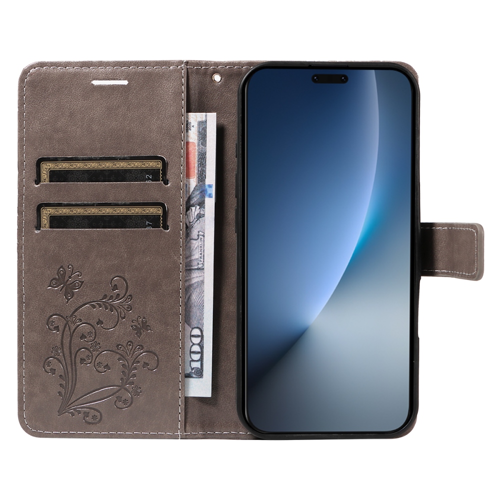 Big Butterfly knižkové puzdro na Honor Magic 8 Pro 5G - šedé