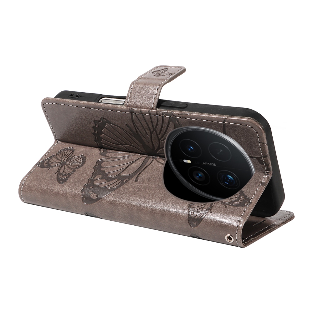 Big Butterfly knižkové puzdro na Honor Magic 8 Pro 5G - šedé