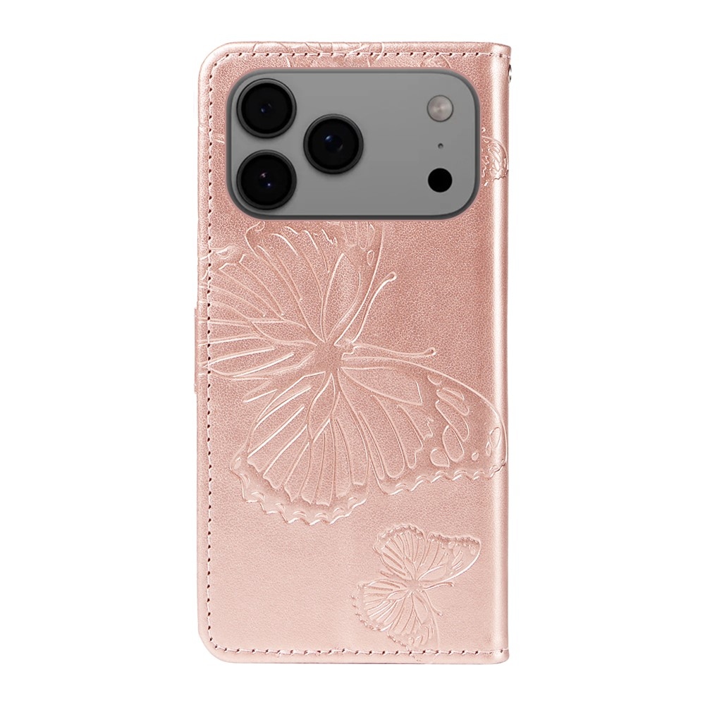 Big Butterfly knižkové púzdro na iPhone 18 Pro Max/17 Pro Max - ružovozlaté