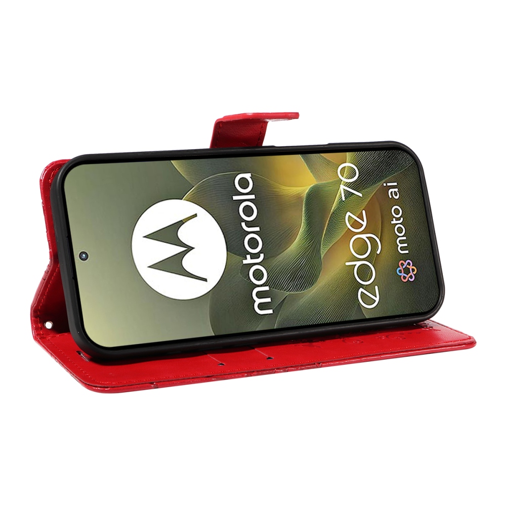 Big Butterfly knižkové púzdro na Motorola Edge 70 5G - červené